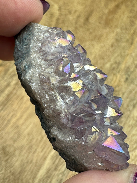 Pearl Aura Amethyst Clusters - Various Choices