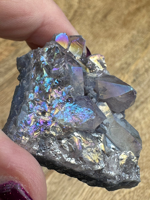 Pearl Aura Amethyst Clusters - Various Choices