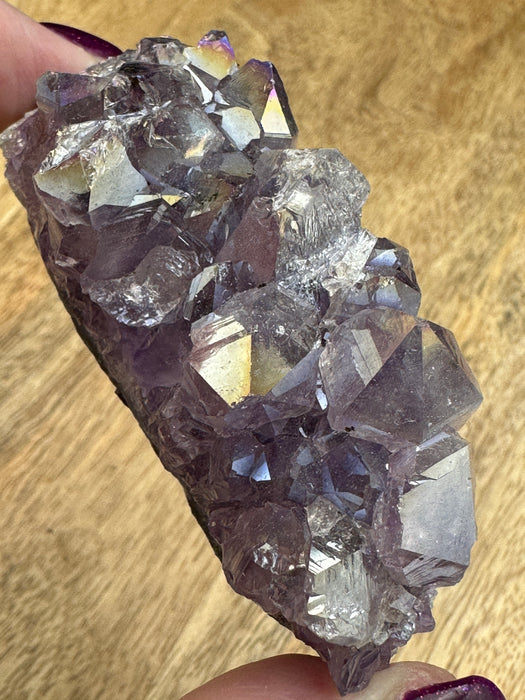 Pearl Aura Amethyst Clusters - Various Choices