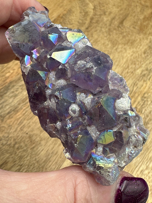 Pearl Aura Amethyst Clusters - Various Choices