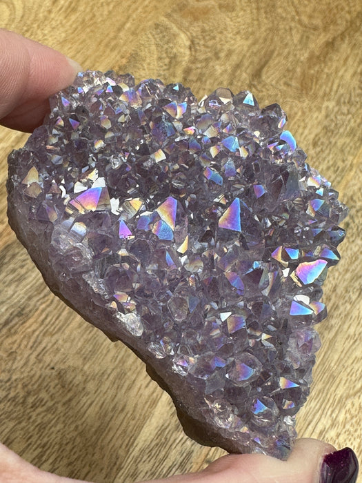 Pearl Aura Amethyst Clusters - Various Choices