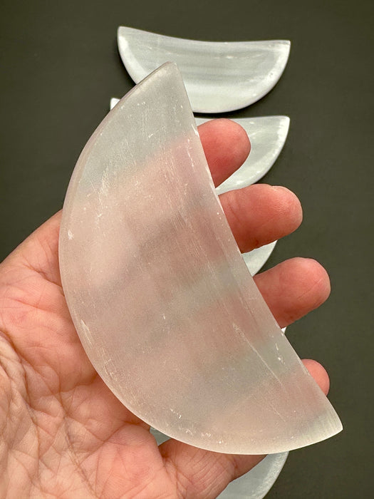 Selenite/Satin Spar Shallow Moon Charging Bowl