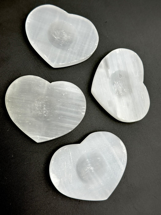 Selenite/Satin Spar Sphere Holder - Heart