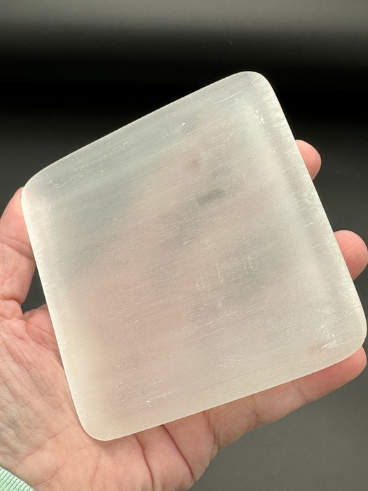 Selenite/Satin Spar Square Shaped Charging Bowl