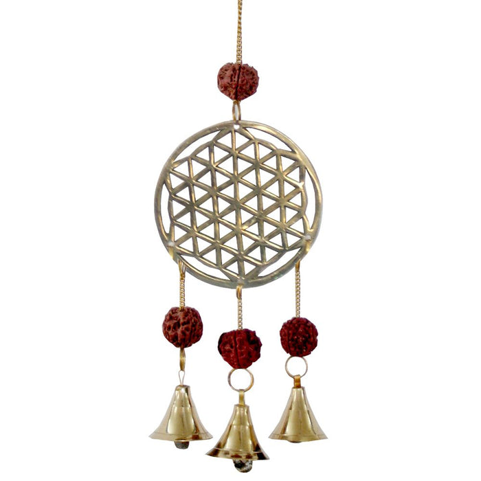 Flower of Life Brass Bells Rudraksha Beads