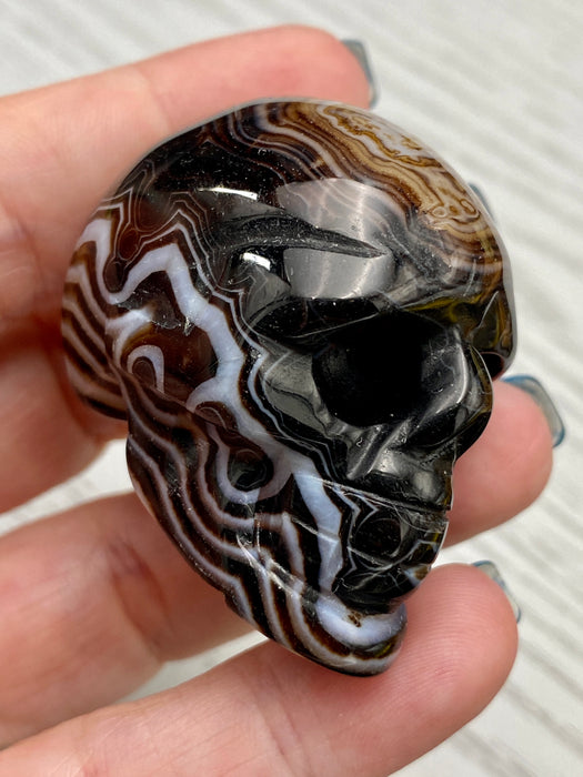 Black Banded Agate Skulls - Various Choices