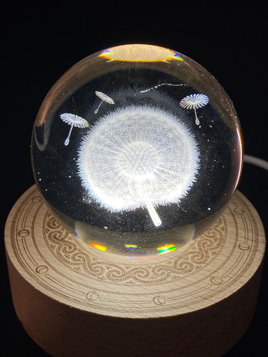 3D Laser Etched Crystal Ball with LED timber base - Various Images