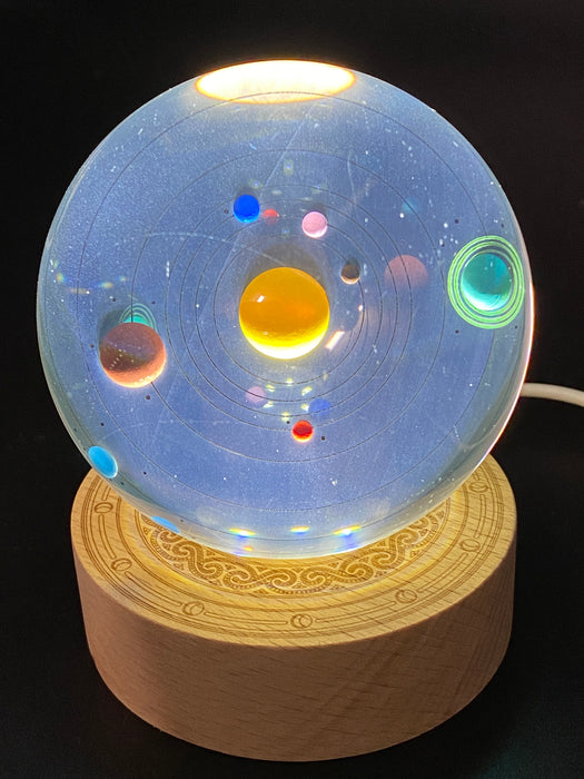 3D Laser Etched Crystal Ball with LED timber base - Various Images