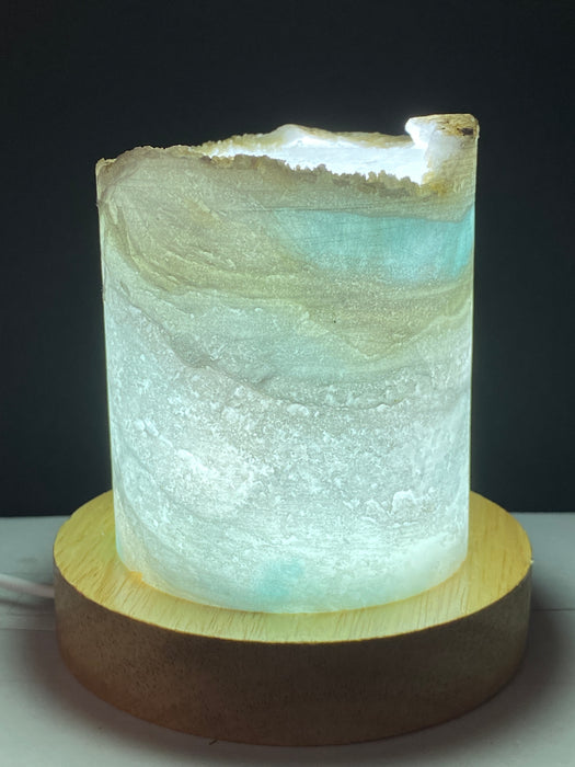 Blue Aragonite Timber LED USB Lamp Crystal Lamp