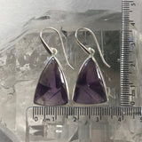 Amethyst Sterling Silver Triangle Shaped Crystal Earrings