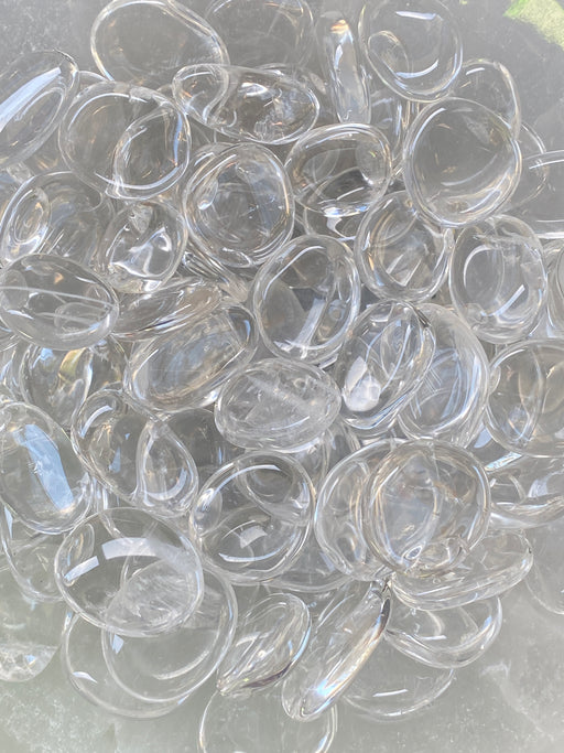 Flat Clear Quartz Tumbled Stones