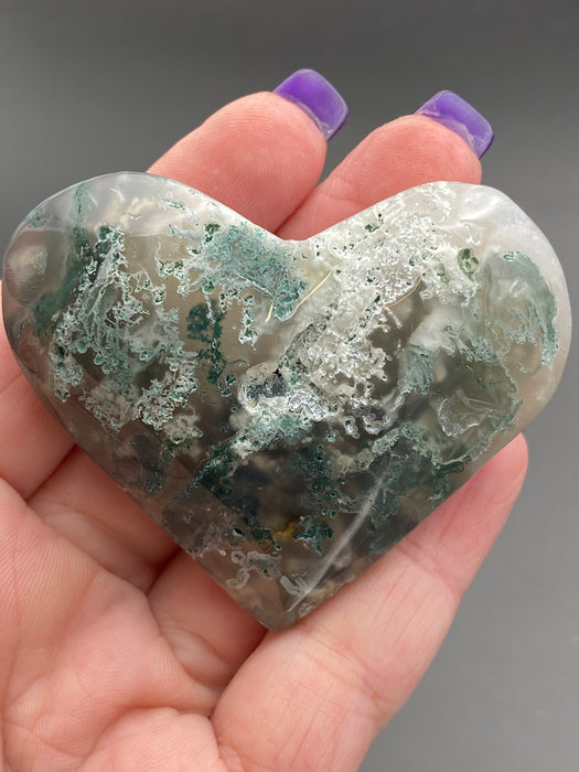 Moss Agate Druzy Hearts - Various Choices