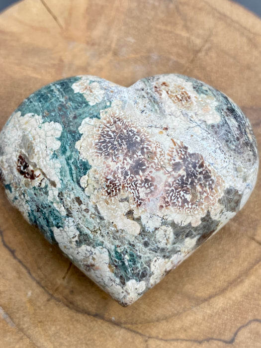 Green Russian Flower Agate Hearts - Various Choices