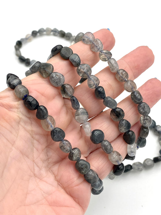 Black Rutile Crystal Bead Bracelet