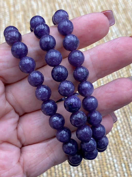 Dark Lepidolite Crystal Bead Bracelet