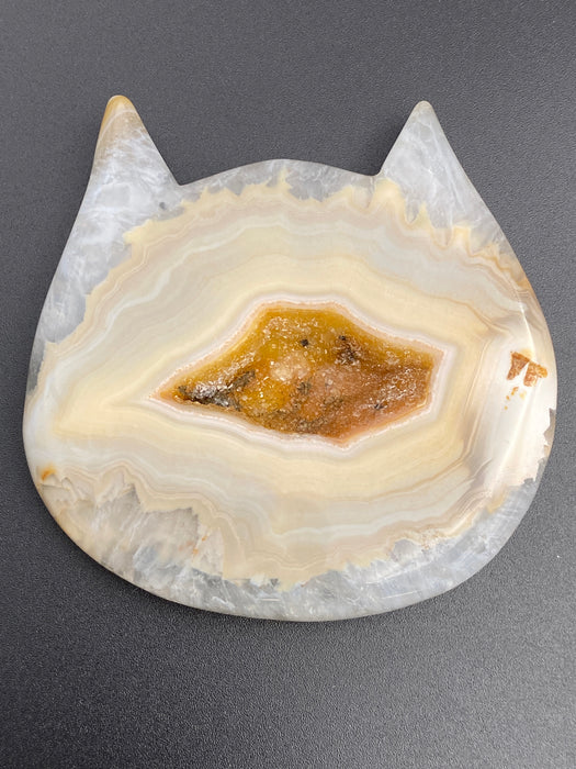 Druzy Agate Crystal Cat Face Head