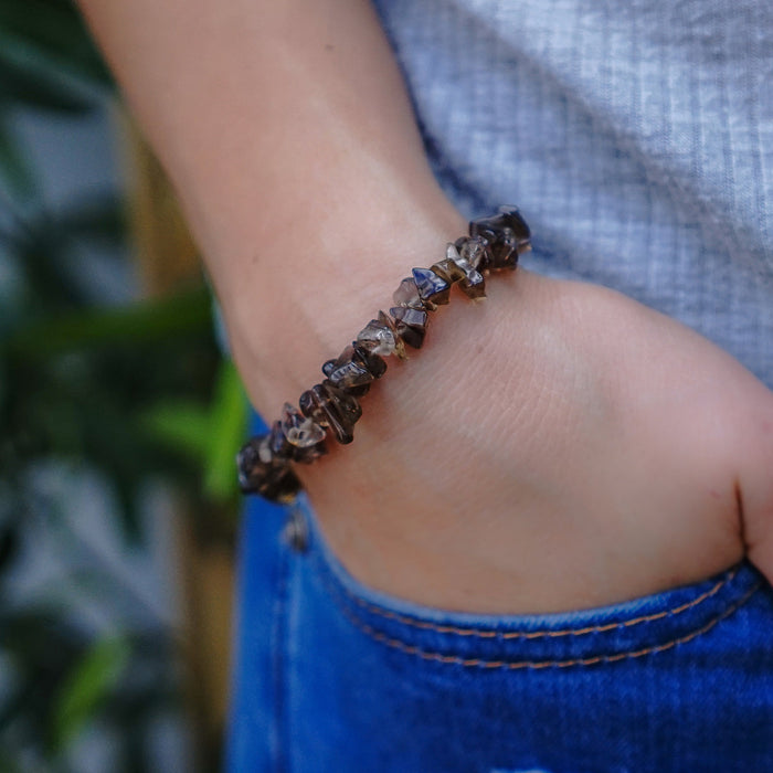 Smokey Quartz Crystal Chip Bracelet