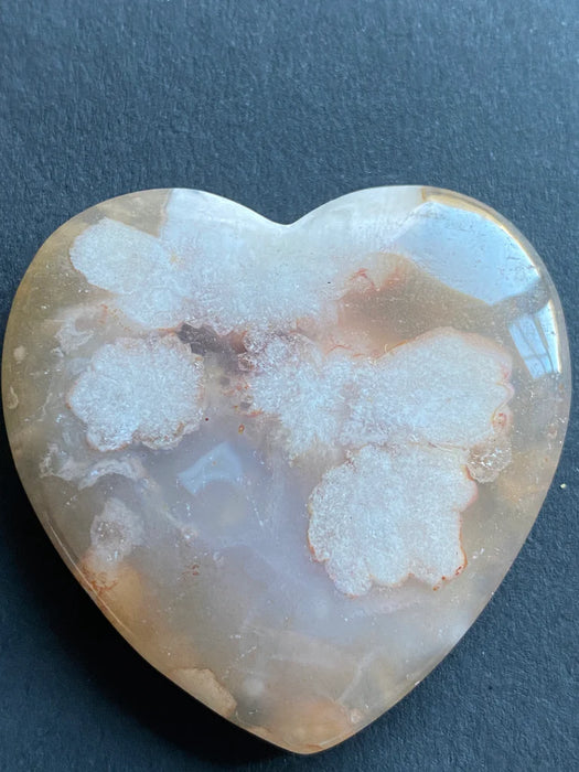 Flower Agate Heart - flat back (Cabochon Style) - Various Choices