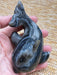 Black Agate Crystal Whale Carving