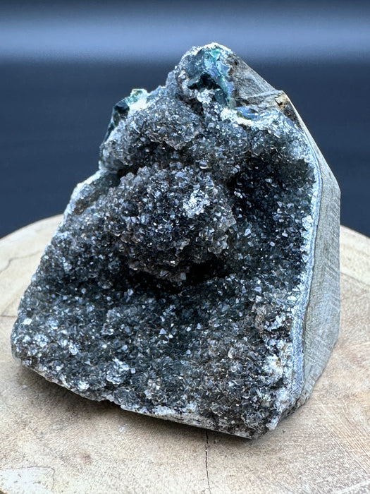 Rare Black Amethyst Geode Crystal Base Cut