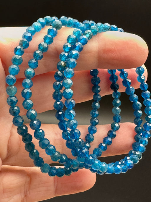Blue Apatite Sparkling Faceted Bead Bracelet - 4mm