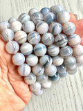 Blue Banded Agate Bead Bracelet