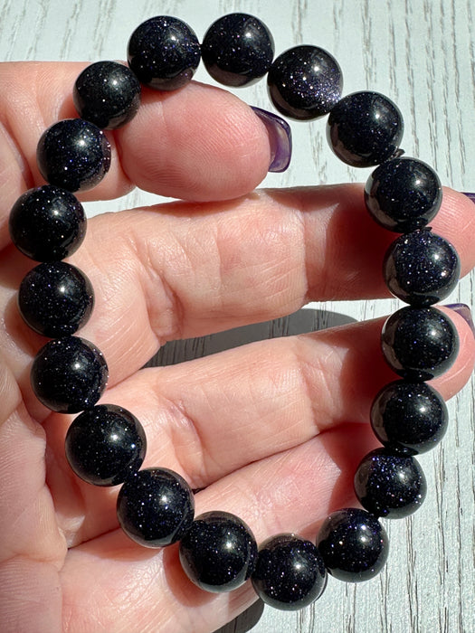 Blue Goldstone Bead Bracelet 
