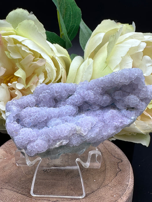 Botryoidal Purple Fluorite on Quartz with Chrysocolla