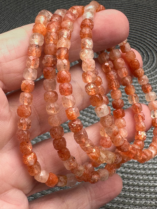 Faceted Golden Sunstone Bead Bracelet
