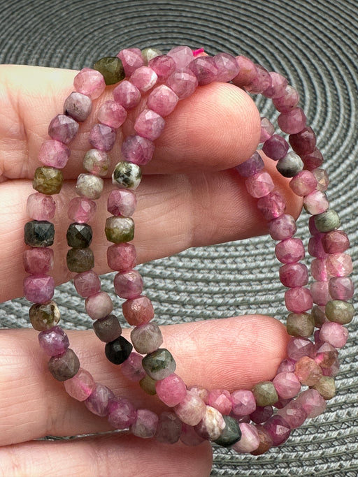 Faceted "Watermelon" Tourmaline 4mm bracelet 