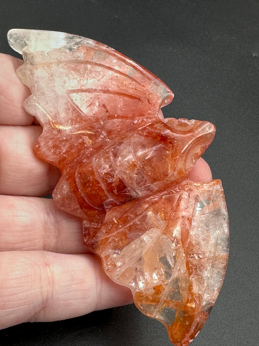 Fire Quartz Crystal Bat with Rainbows