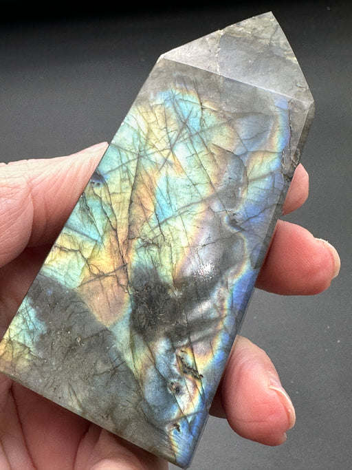 Flashy Labradorite 4 Sided Tower Point