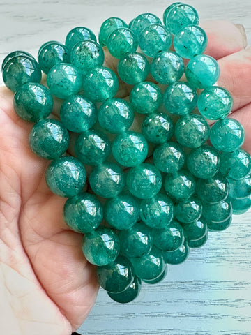 Green Strawberry Quartz Bead Bracelet