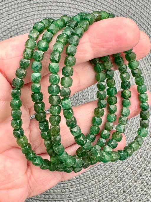 Green Strawberry Quartz Faceted Bead Bracelet 