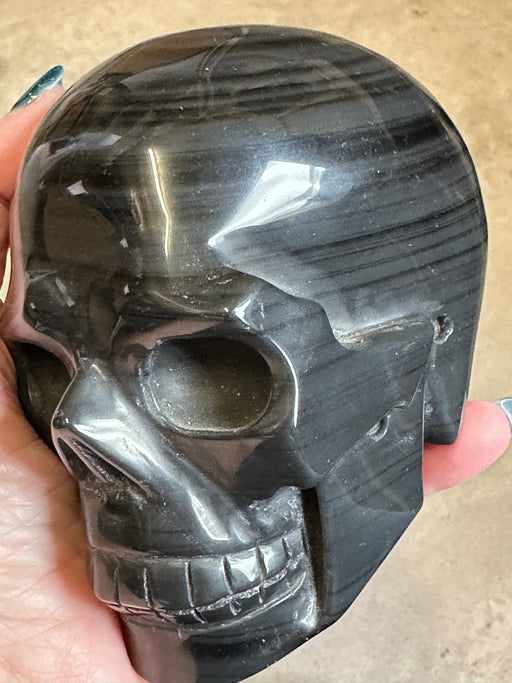 Grey Banded Obsidian Crystal Skull