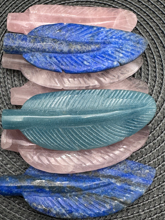 Hand Carved Crystal Feathers