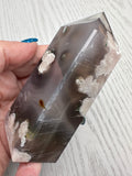 Black Flower Agate Crystal Tower