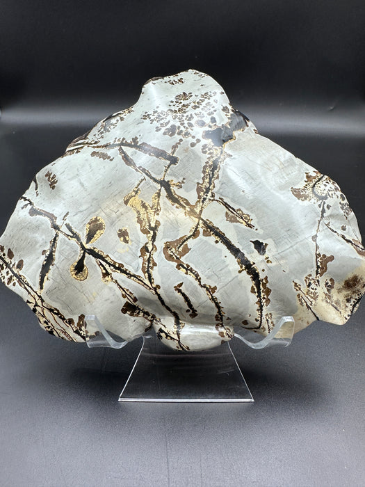 Picture Jasper Leaf Shaped Plate Carving