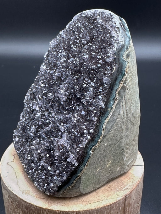 Rare Black Amethyst Geode - self standing base cut specimen
