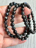 Black Aquamarine Bead Bracelet