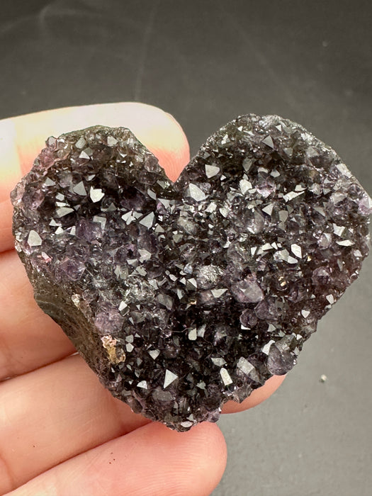  Deep Black Amethyst Geode Heart 