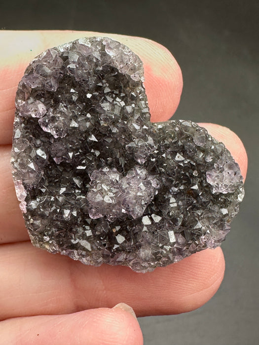 Black/Deep Purple Amethyst Geode Heart