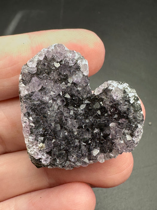 Black/Deep Purple Amethyst Geode Heart