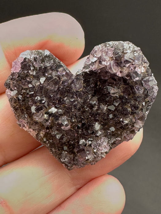 Black/Deep Purple Amethyst Geode Heart