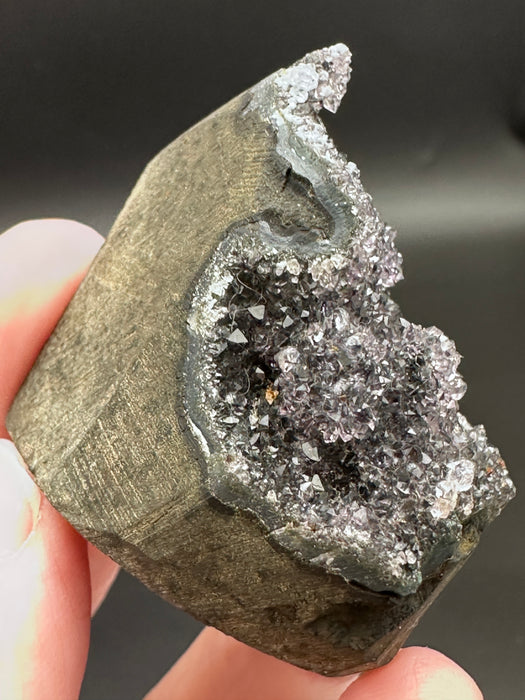 Black Amethyst Geode Flat Base