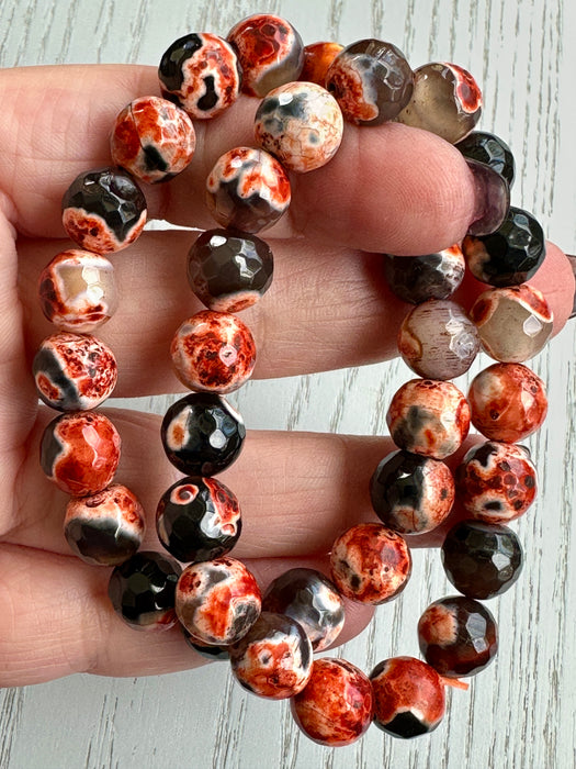 Fire Agate Bead Bracelet - Orange or Pink - 10mm