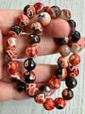 Dyed Fire Agate Bead Bracelet - Orange or Pink - 10mm