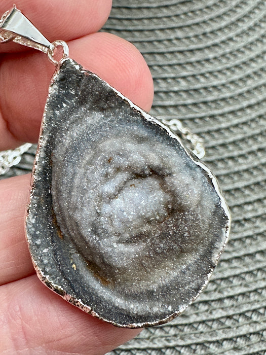 Sparkling Chalcedony Teardrop Pendant