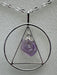 Silver Plated Natural Point Amethyst Pendant with Inscribed Triangle on Silver Plated Chain