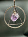 Silver Plated Natural Point Amethyst Pendant with Inscribed Triangle on Silver Plated Chain
